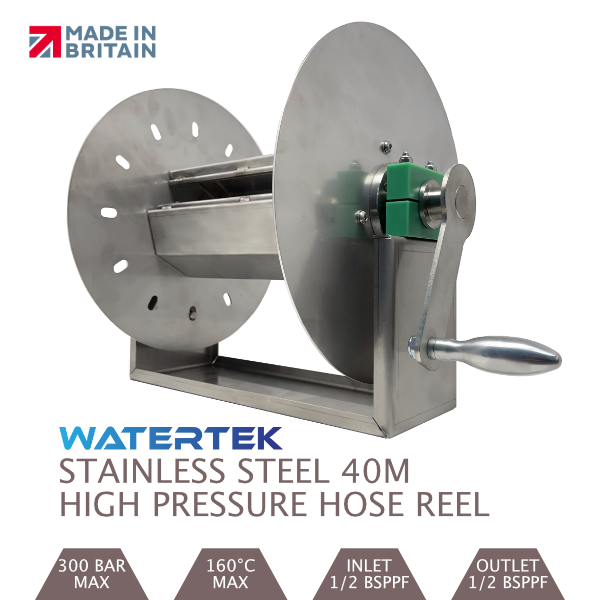 Watertek Pro 40m High Pressure Reel Stainless Steel